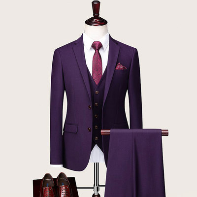 D27WM西装男套装修身韩版蓝色团体定制西服男商务休闲正装