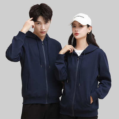 XWDD8027-2019男女同款工作服定制潮款长袖拉链衫卫衣定制潮款长袖拉链衫卫衣工衣定制印花绣LOGO秋冬新款广州针织衫定做卫衣定做厂家