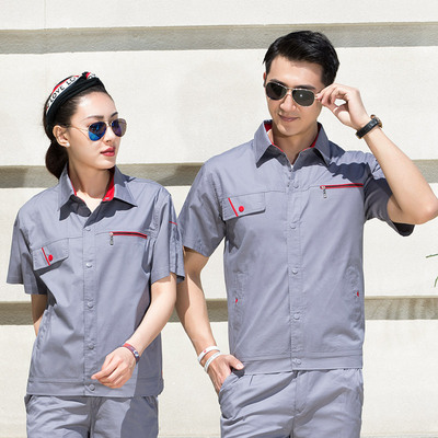 GBDS771短袖工作服定制厂家_广州工衣定做_上门服务_工地车间套装工服订做_服装定做哪家好