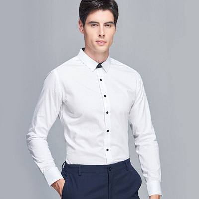 NC13免烫男士衬衫长袖修身韩版商务伴郎职场男装白衬衫男职业工装定制