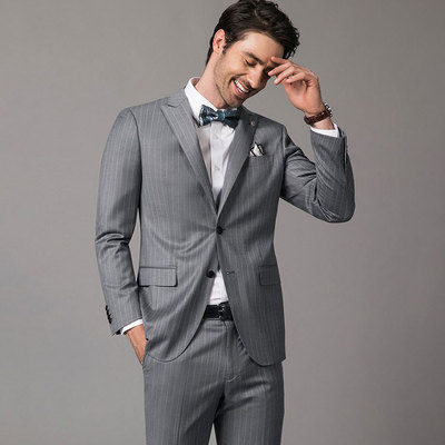 D23GWT进口西服羊毛西服套装男修身款礼服灰色西装定制